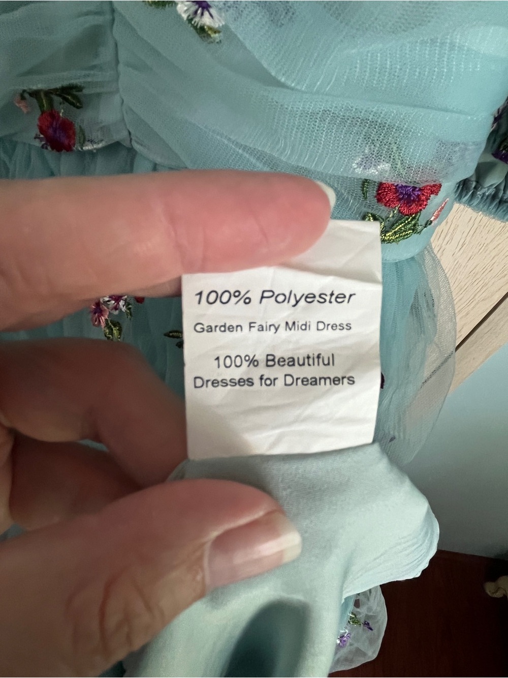 JESSAKAE Garden Fairy MIDI Dress in Mint / Blue Embroidered Floral Sz XL - Picture 14 of 14